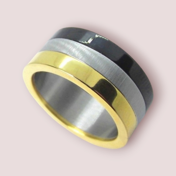 Jewelry - NEW Tri color stainless steel band Ring sz 7